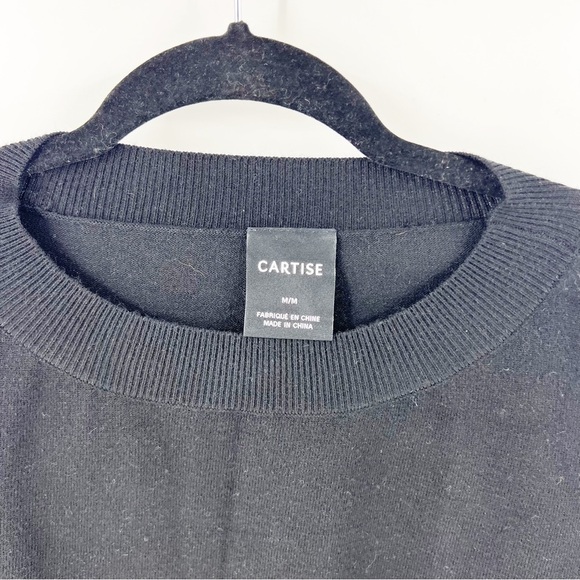 ✅ CARTISE CHEETAH SLEEVE BLACK SWEATER TOP SIZE MEDIUM - Picture 3 of 7